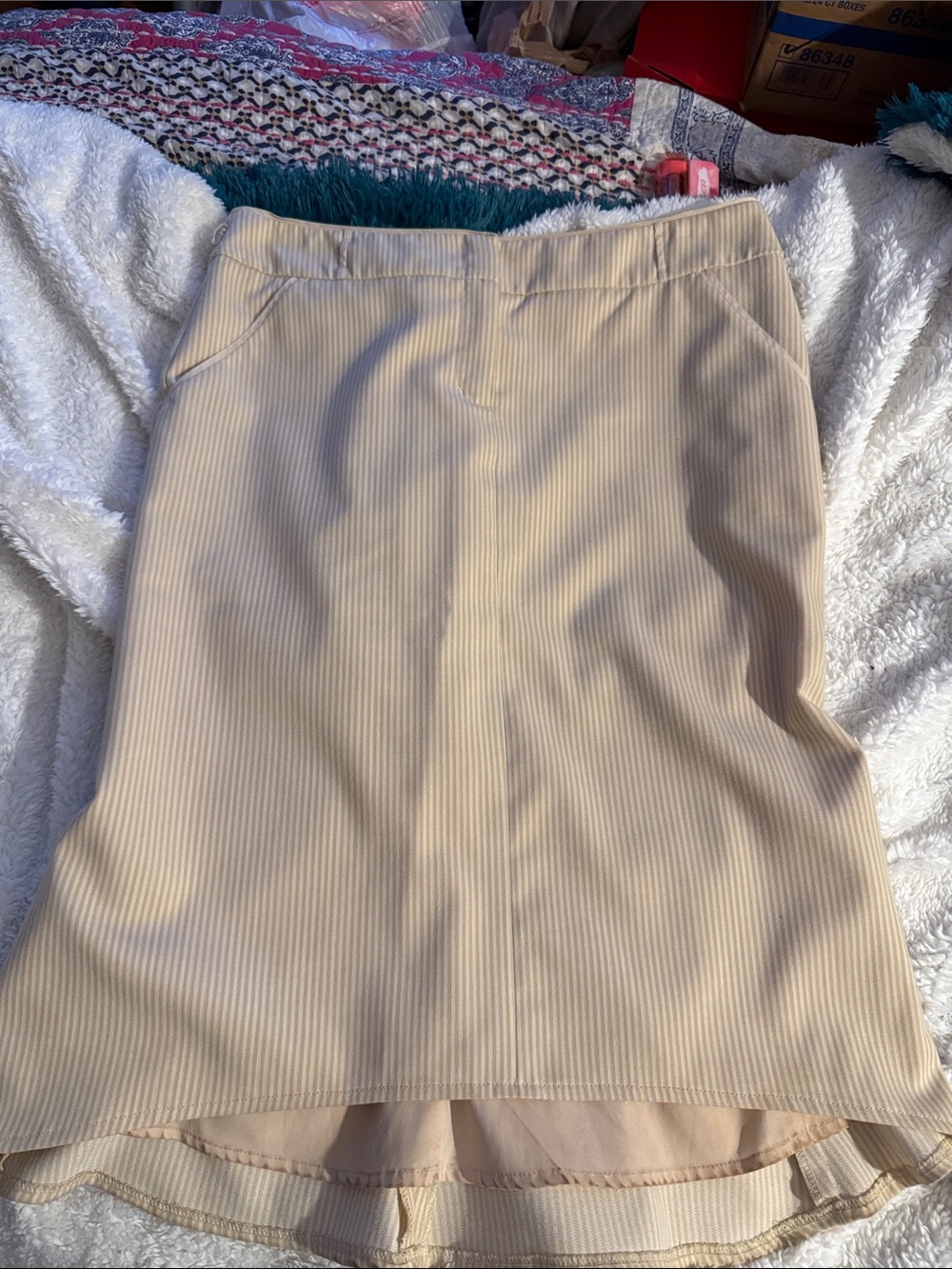 BCBGMaxAzria Beige High-Low A-Line Skirt